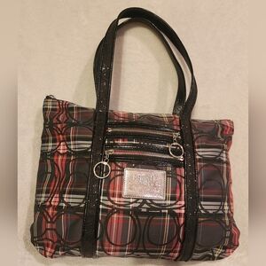 Coach Poppy Tartan 14360 Glam Fabric Tote Bag